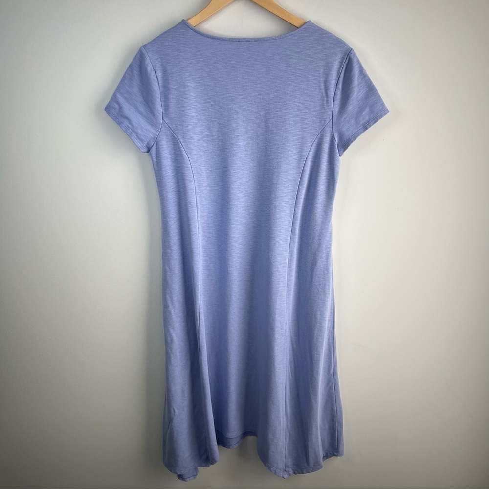 Chicos 1 Dress Midi Small Short Sleeve Periwinkle Blue Boho Asymmetric Casual - Picture 2 of 7